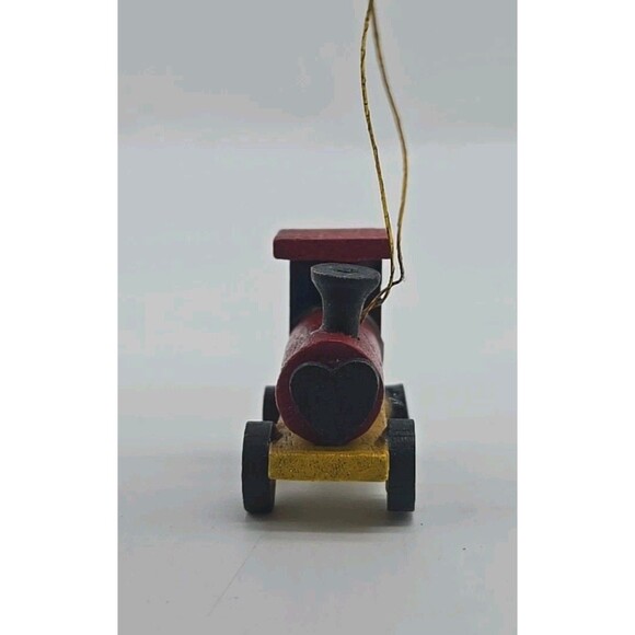 Vintage Wooden Choo Choo Train Engine Hanging Christmas Ornament Red Heart Front - Picture 4 of 9